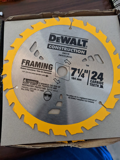 Dewalt DW3599B10 7-1/4 60T Bulk 10-Pack Precision Framing Saw Blade