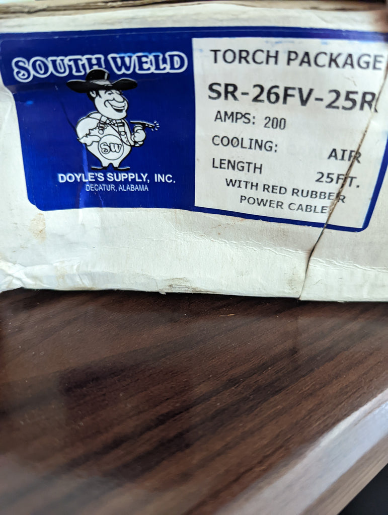 SOUTH WELD SR-26FV-25R 200A 25' AIR COOLING TORCH PACKAGE, New Surplus