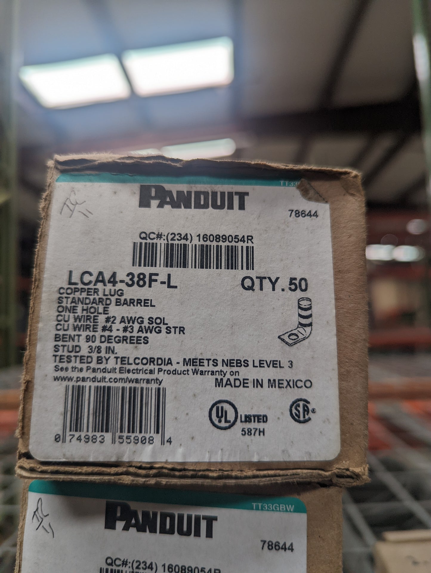 PANDUIT LCA4-38F-L | Tin-Plated Copper Compression Connectors - Lugs  50 PER BOX    NEW SURPLUS