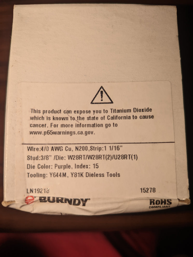 Burndy YA28L4BOX Copper Compression Lug