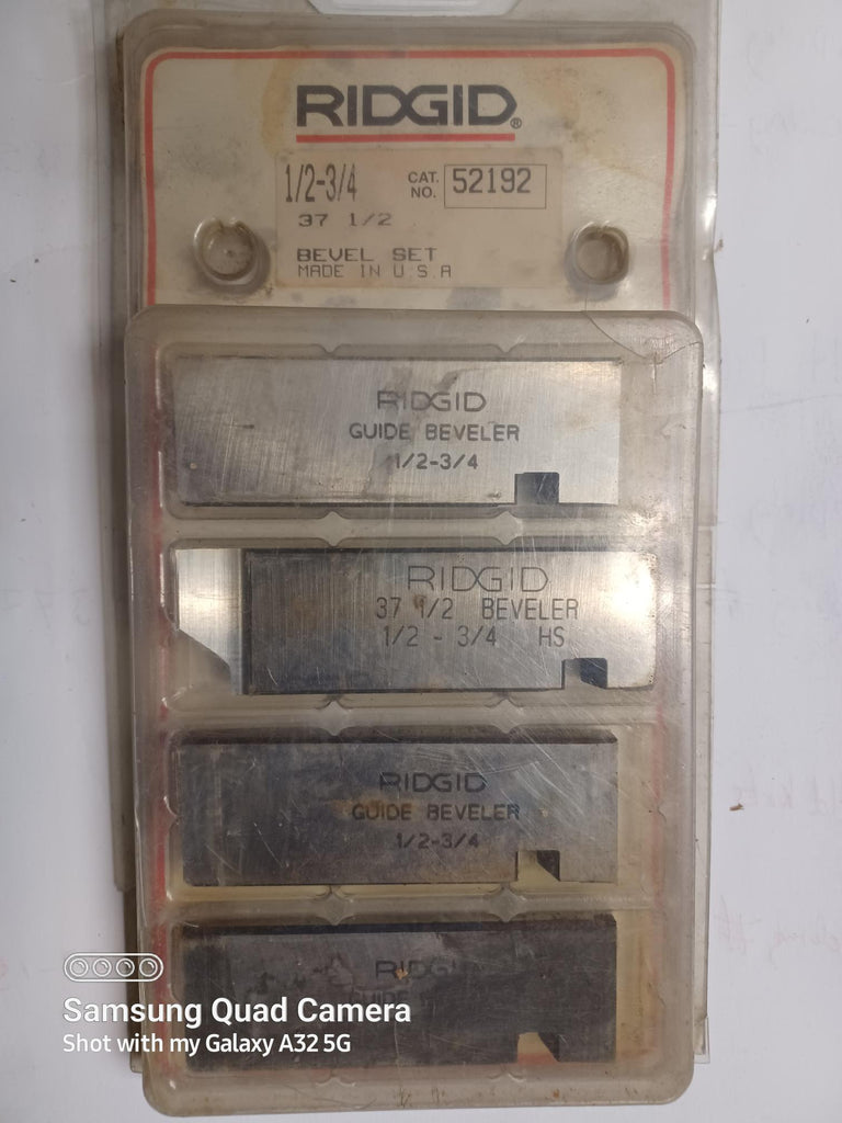 Ridgid 52192 1/2-3/4 37-1/2 Bevel Die Set New Surplus