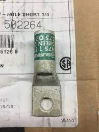 BURNDY YA1CL2 ONE-HOLE COPPER SHORT LUG (1/4") (Box of 100)-New Surplus