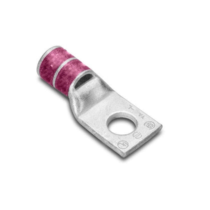 BURNDY YA25L6BOX 35 KV, 1/0 AWG, 1/2" STUD, PINK, STANDARD BARREL, STRAIGHT, NON-INSULATED, COMPRESSION CABLE LUG, 10 PER BOX-NEW SURPLUS