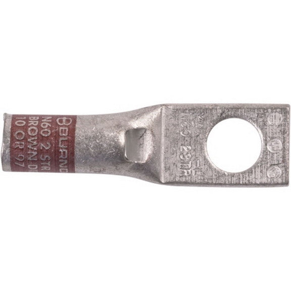 BURNDY YA2CL4BOX Lug, 1 Hole STND BRL #2 STR 3/8" STUD W/INSP WIND BRN ROHS, 25/BOX-NEW SURPLUS