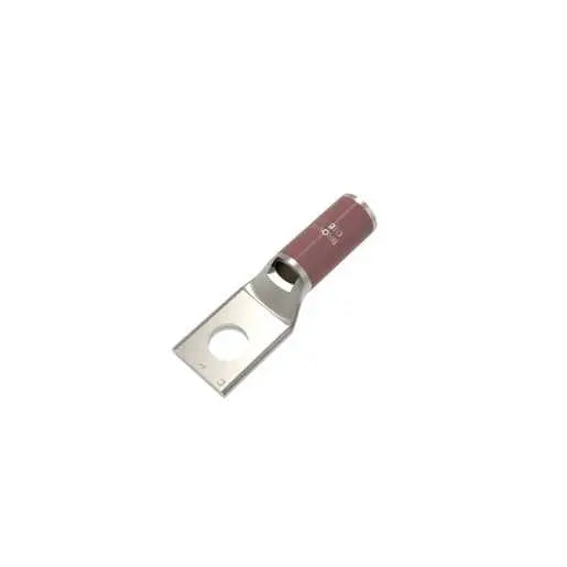 BURNDY YA2CL6BOX One-Hole Lug Compression Connector: 2 AWG Cable Size, Brown, Std Tongue, 2.32 in Lg, 25 PER BOX-NEW SURPLUS