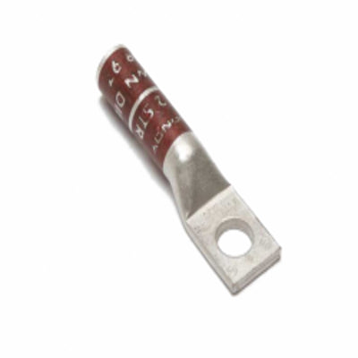 BURNDY YA2CTC14 2 AWG CU, One Hole, 1/4 Stud Size, Long Barrel, Tin Plated, BROWN Color Code, 10 Die Index. 25 PER BOX-NEW SURPLUS