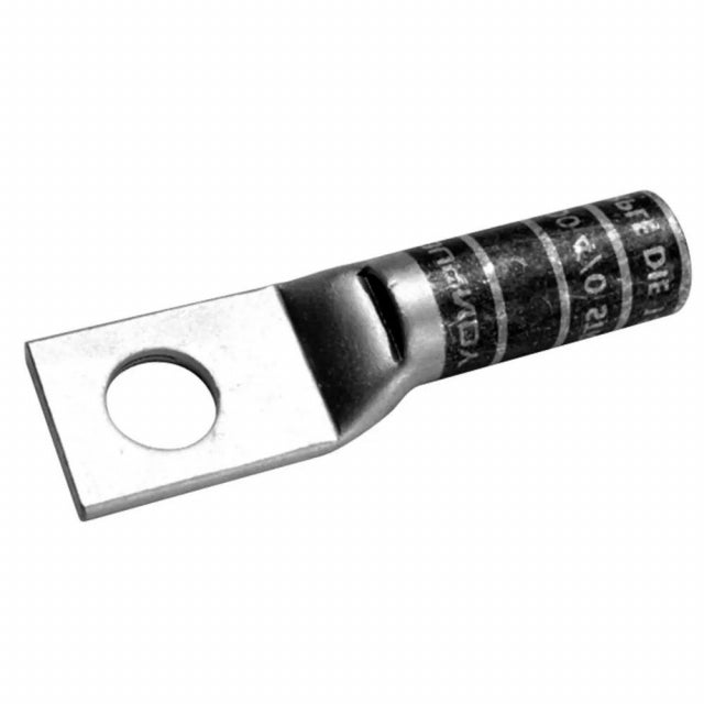 BURNDY YAZV2CTC14FX Lug, 1 Hole with Inspection Window, 2 Flex, 1/4" Stud, Long Barrel, Tin Plated  25/box-NEW SURPLUS