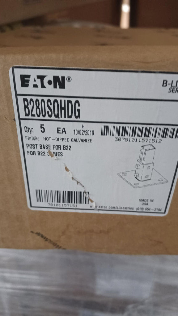 Eaton B280SQHDG - BLTD 6X6, 3-1/2 SQ SPRT HDG Post Base Box of 5 New Surplus