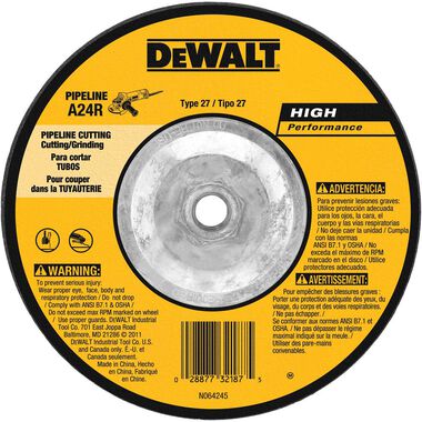 DeWalt DW8438 6in x 1/8in x 5/8in - 11 High Performance Pipeline Wheel - New Surplus