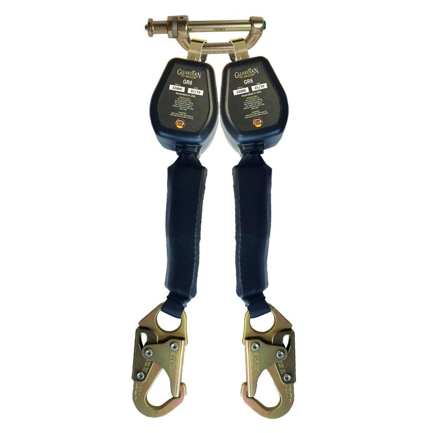 Guardian 32004 GR6 Dual Leg Self Retracting Lifeline  with Steel Snap Hook (6 ft.) New Surplus