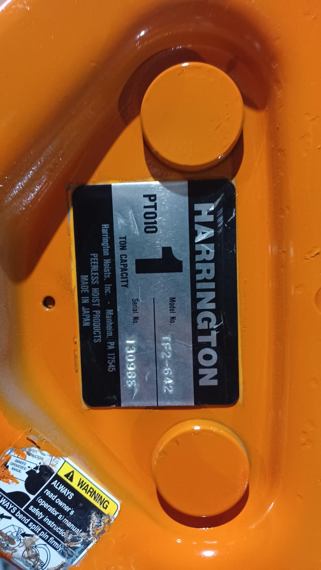 Harrington TF2- 642 1 Ton Beam Trolly - Reconditioned  with 1 year Operational Warranty