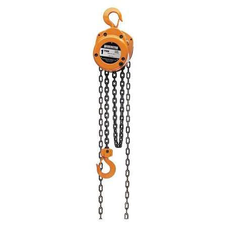 Harrington CF010-10 Hand Chain Hoist with 1 Ton Lift Capacity & 20FT Chain Fall  - Reconditioned