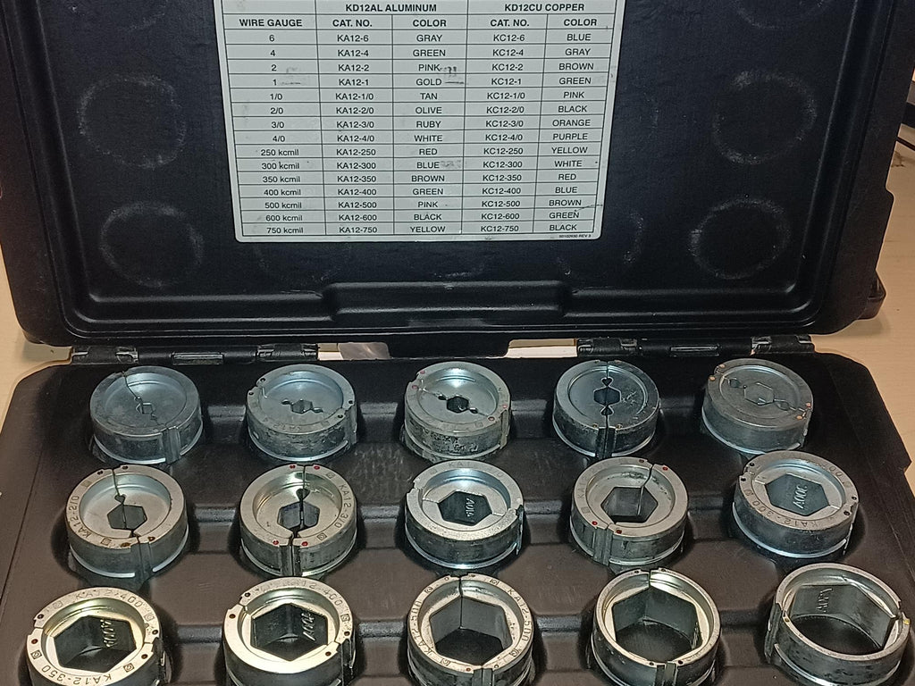 Greenlee KD12AL 12-Ton Crimping Die Kit  (#6 -750) Aluminum Connectors - Reconditioned  with 1 Year Operational Warranty